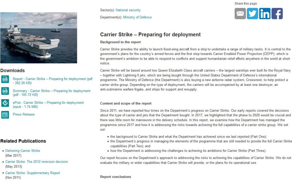 NAO Report Carrier Strike