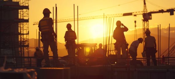 Construction workers on a building site